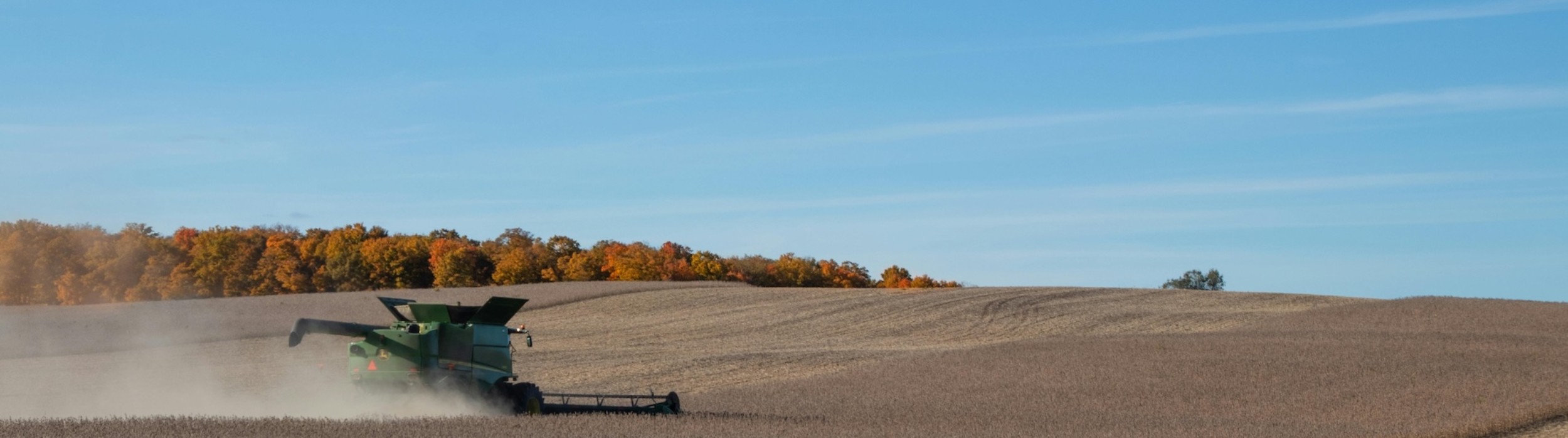Machinery in a soybean field.